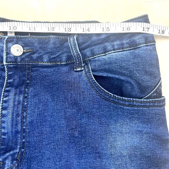 Bamboo Womens Distressed Straight Mid Rise Blue Denim Jeans Size 16 - Picture 10 of 16